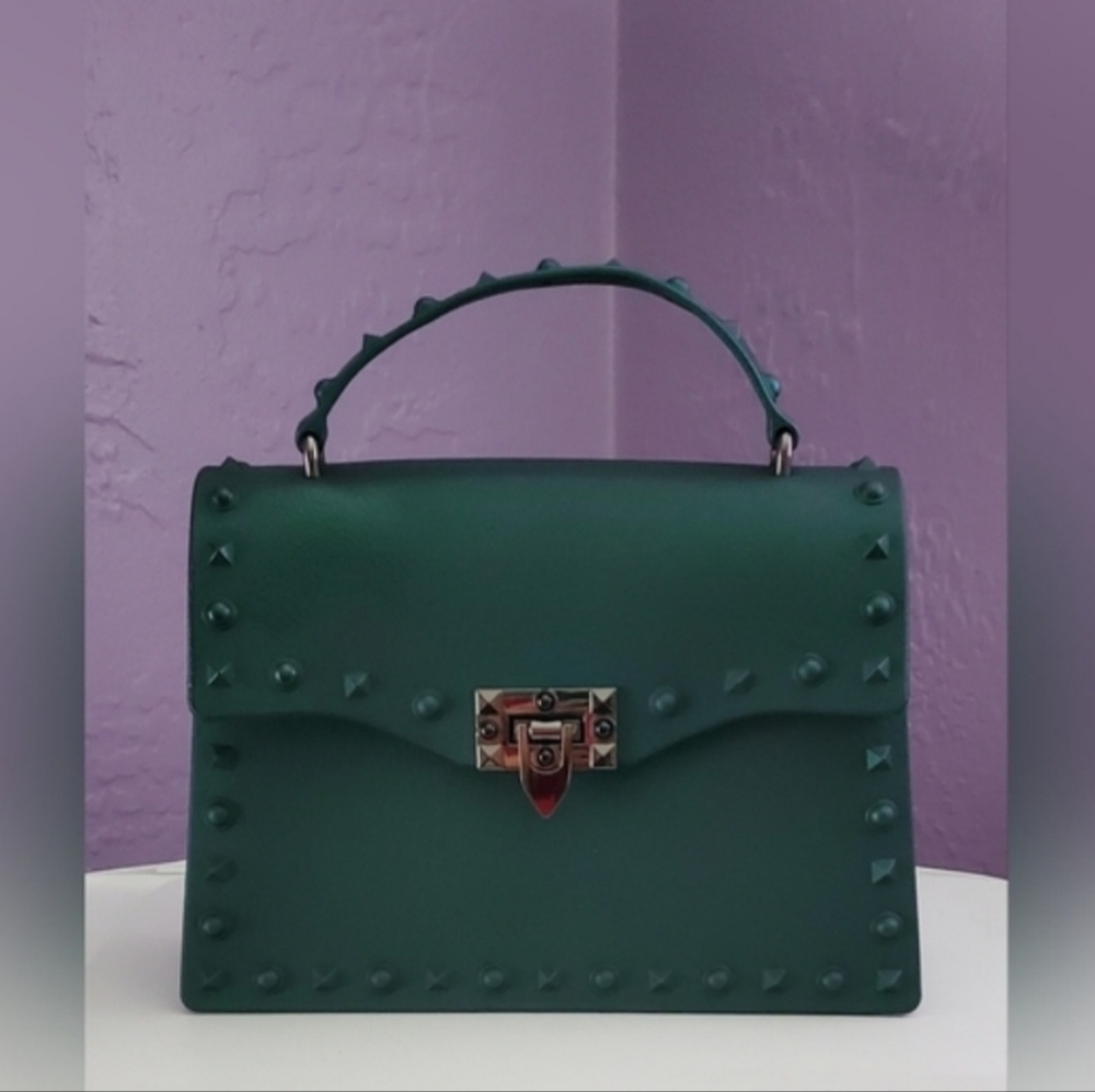 Studded Jelly Handbag - Top Handle & Crossbody